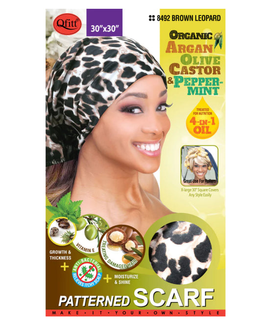 Qfitt Organic Argan Olive Castor Pepper-Mint Patterned Scarf