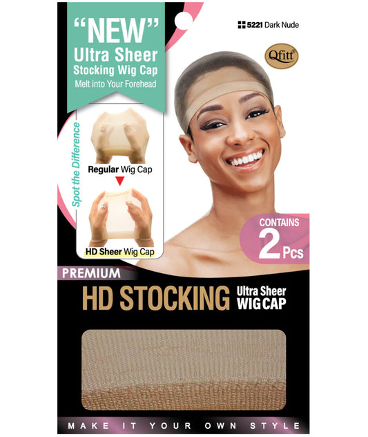 Qfitt New Ultra Sheer Stocking Wig Cap For Bald Cap Method Contains 2 Pcs